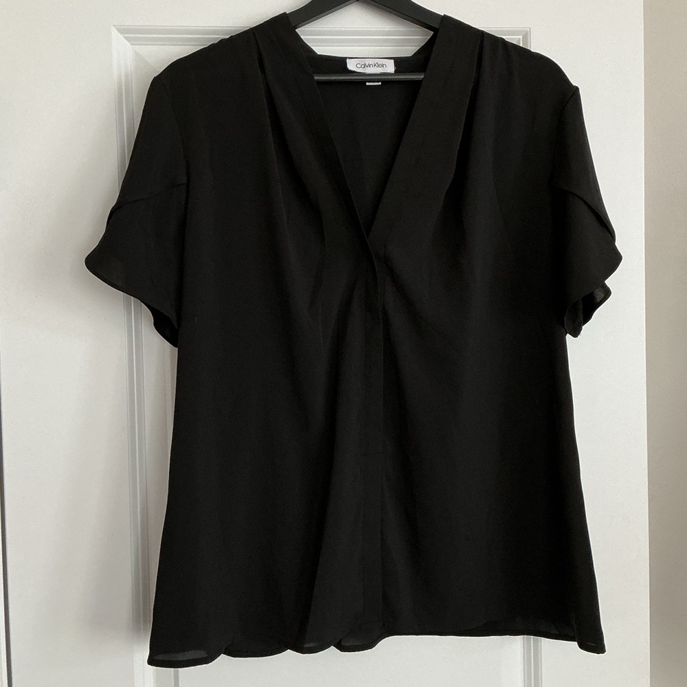 Calvin Klein Black V-Neck Blouse